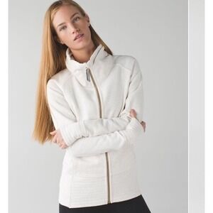 Lululemon Radiant Jacket Size 12 Heather Angel White Gold Zipper & Hardware